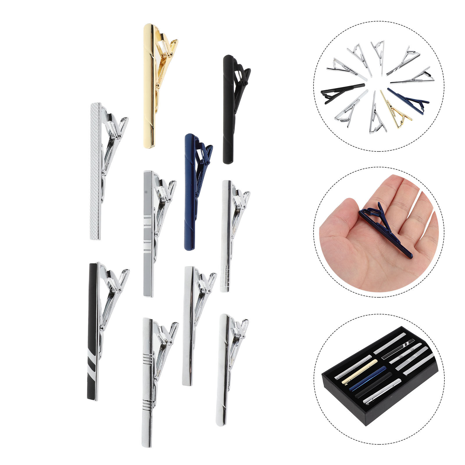 10Pcs Tie Clip Set for Men Bus - đánh giá và giá Tie Bar Set Gift