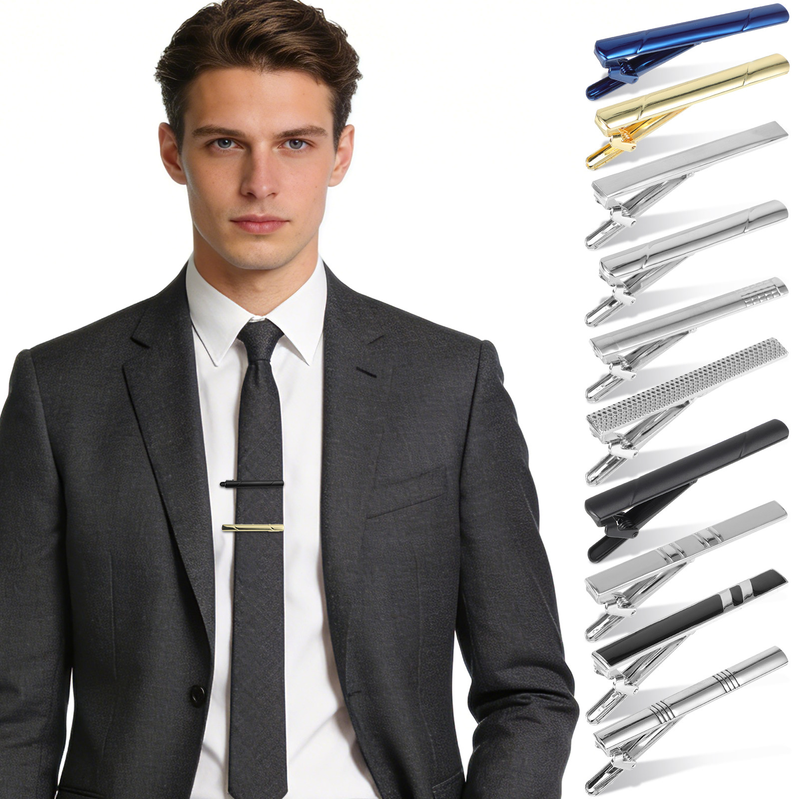 10Pcs Tie Clip Set for Men Bus - đánh giá và giá Tie Bar Set Gift