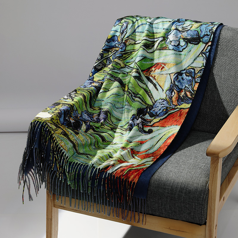 Luxury Brand Oil Painting Cash - đánh giá và giá Woven Scarf Blanket